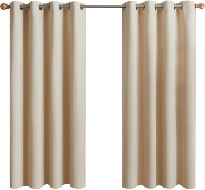 Vtizikl Rideau Occultant Thermiques, 2 Panneaux Rideaux Courts Isolant Anti Froid et Anti Bruit à Oeillets pour Salon, C...