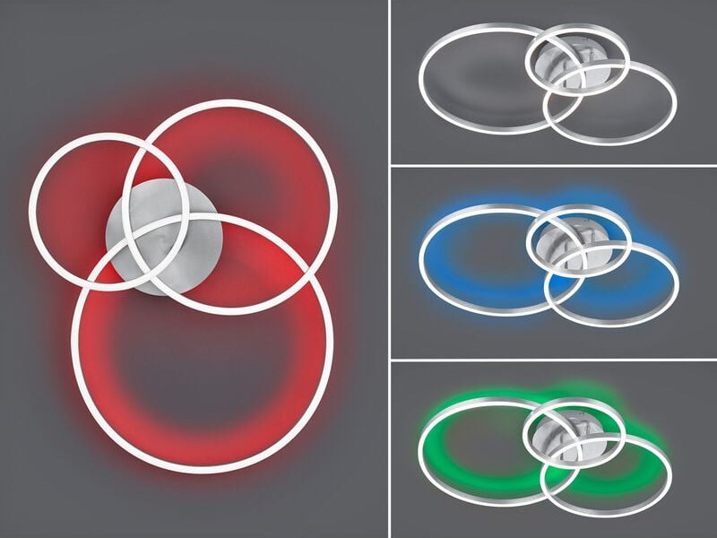 LED Deckenleuchte WINONA mit Fernbedienung dimmbar Silber, Breite 78cm