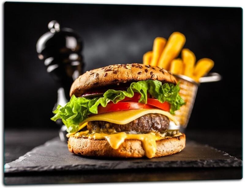 Glasschild Schneidebrett 52x40 Burger