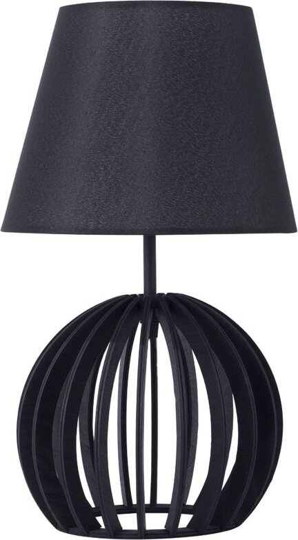 Beliani - Tischlampe Schwarz Holz 41 cm Stoffschirm Lampenfuß in Gitteroptik Kabel mit Schalter Landhausstil