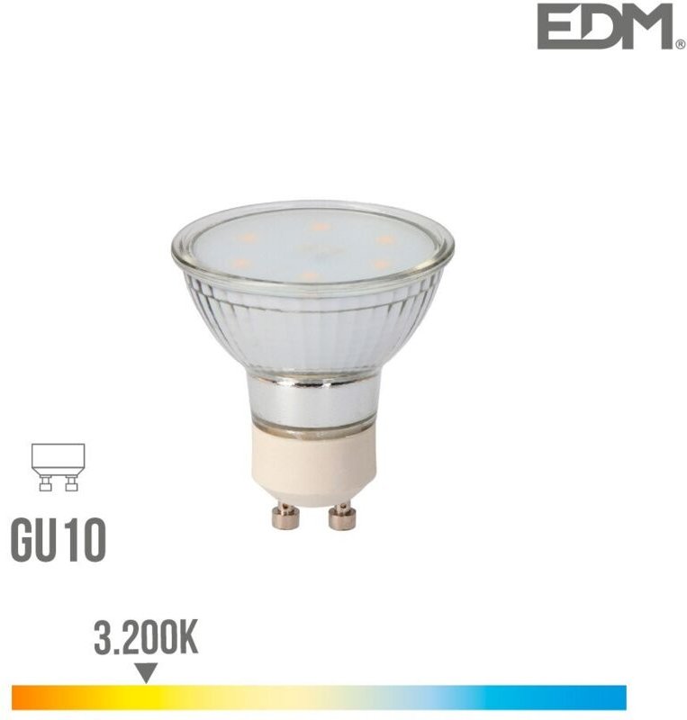 EDM - led Glühbirne aus dichroitischem Glas, GU10, 5 w, 400 lm, 3200 k, warmes Licht, Ø5 x 5,5 cm
