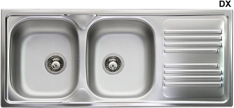 Einbauspüle aus Edelstahl mit 2 Becken