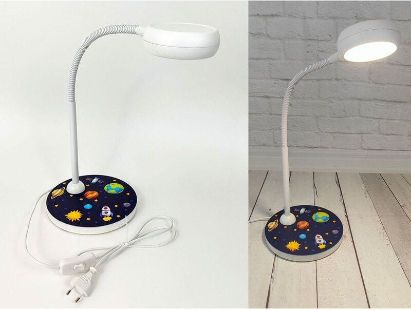 Niermann - Kinder Schreibtischlampe weltall mit Flexarm zum Lesen, Höhe 43cm