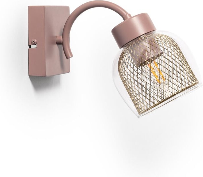 Wandleuchte Metall und Glas Aziel Make-up Rosa
