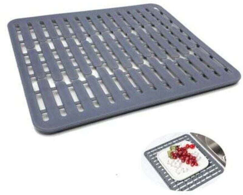 32,5 x 28,7 x 1,1 cm, Gris - Tapis ou protège-évier en silicone - Petit modèle