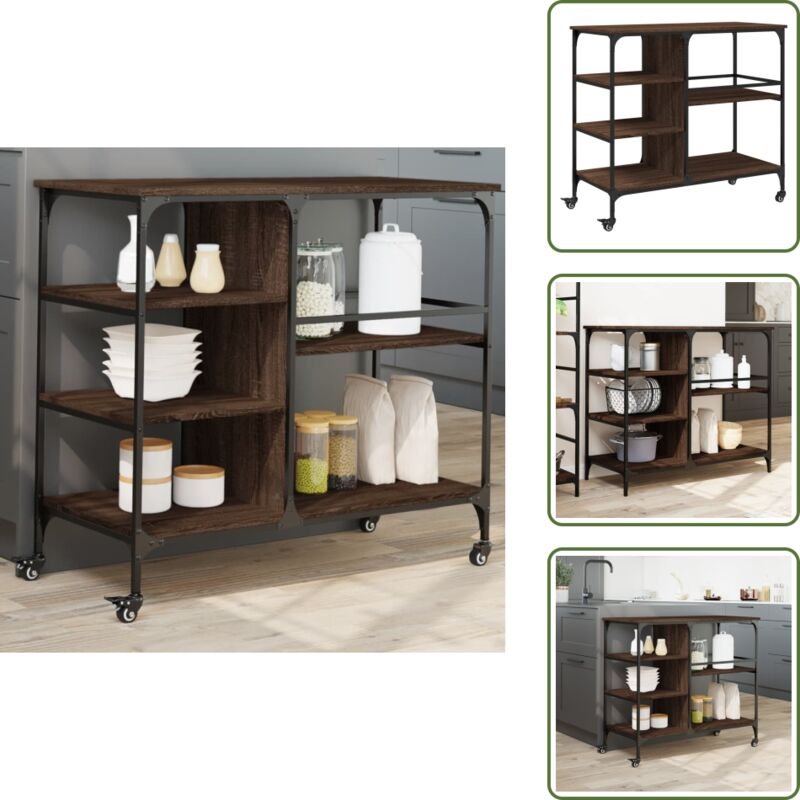 The Living Store Küchenwagen Braun Eichen-Optik 100x45x89,5 cm Holzwerkstoff - Holz Küchenwagen