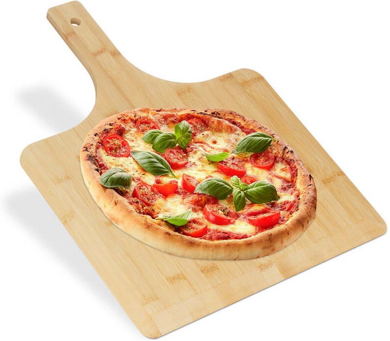 Relaxdays - Pizzaschieber xxl, Bambus, 50x38 cm, eckig, Pizzaschaufel, abgerundete Kanten, mit Griff, Brotschieber, natu...