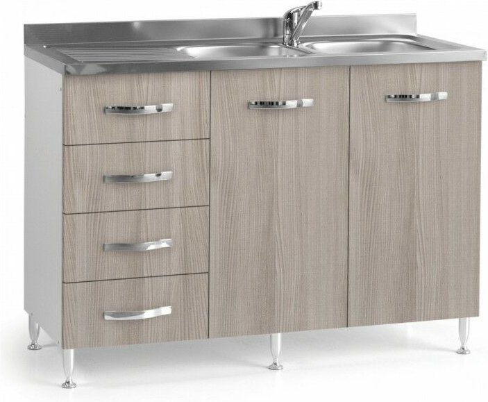 Argonauta - Ulme Küchenspüle 2 Türen mit Schubladen sx Cm 120x50xH 85