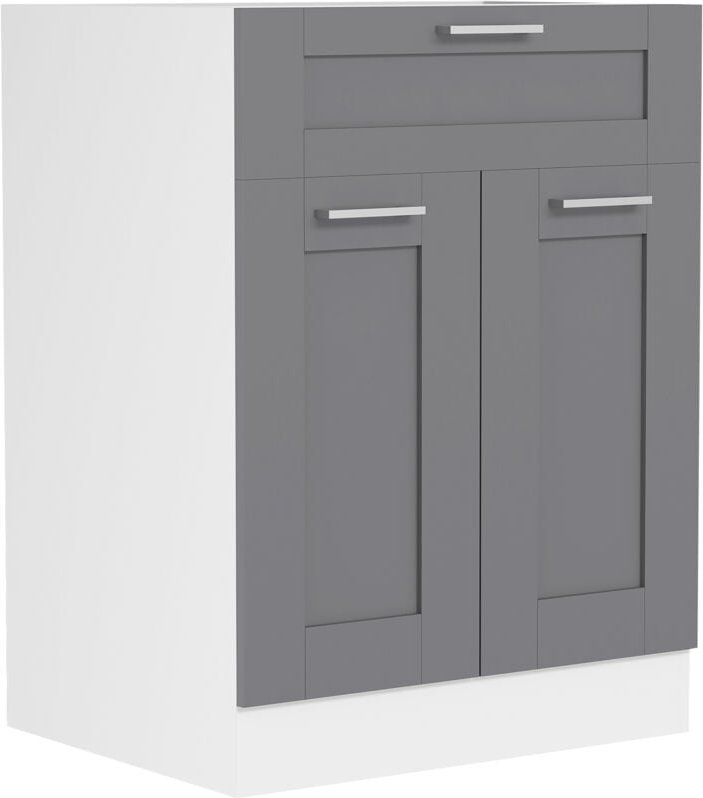 Colura Küchenunterschrank 60 cm 2 Türen, 1 Schublade anthrazit grau, weiß.