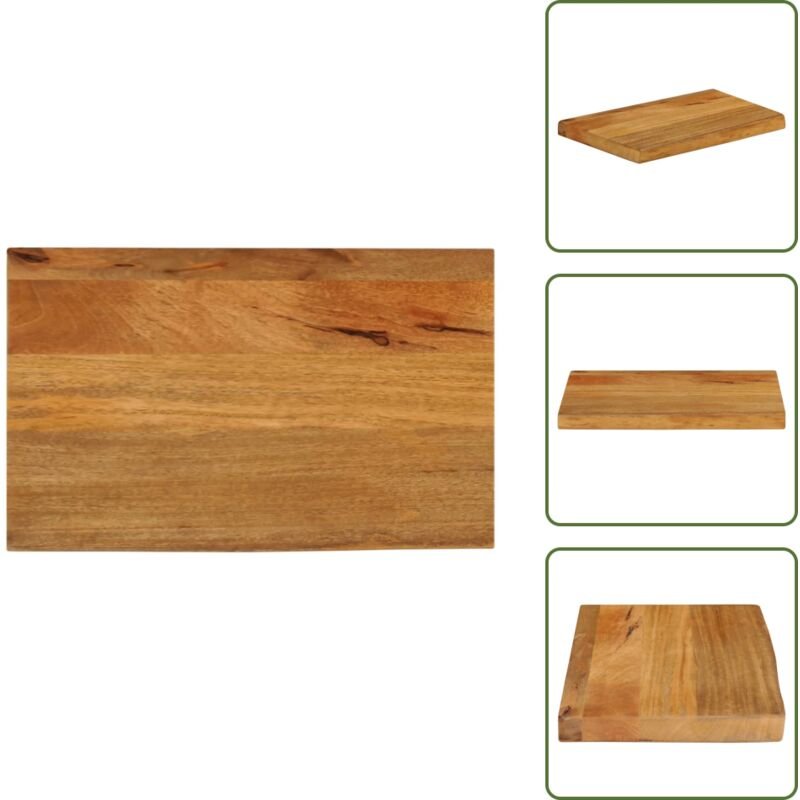 The Living Store Tischplatte mit Baumkante 40x30x3,8 cm Massivholz Mango - Holztischplatte - Mangoholztischplatte - Eich...