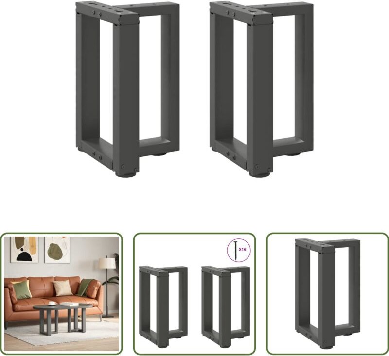 Tischbeine - Couchtischbeine T-Form 2 Stk. Anthrazit 38x25x(42-43) cm Stahl