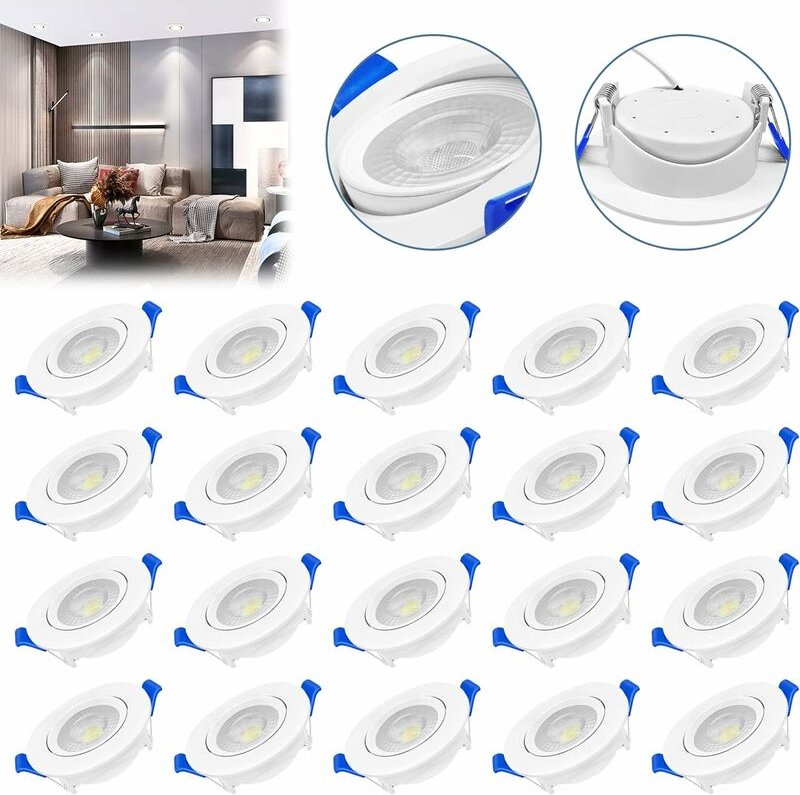 LED Spot 20pcs Set 5W Einbaustrahler 230V Deckenleuchte Spots Deckenspots Einbauspots für Wohnzimmer Bad Schlafzimmer Kü...