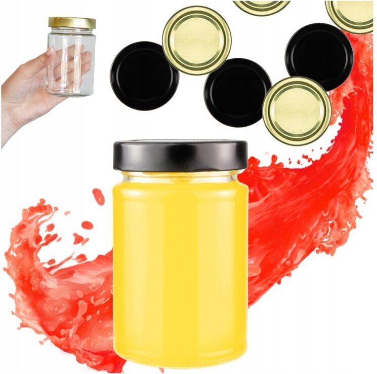 ATENA Glas 330 ml + hoher Deckel FI66 Konfitüre Honigkonfitüre Hochzeitsgeschenk