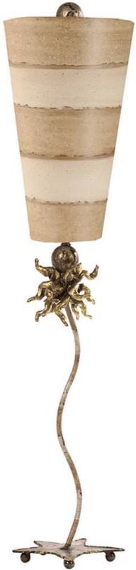 Beistellleuchte Wohnzimmerleuchte Bodenlampe Blattgold taupe creme E27 Stahl