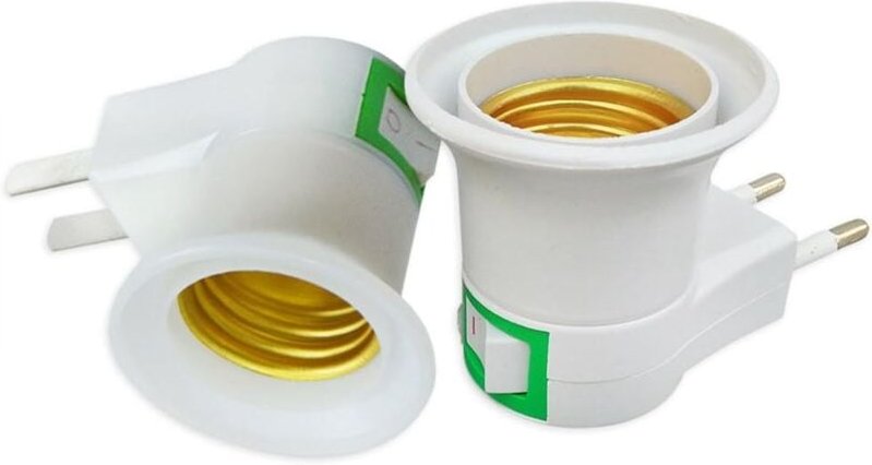 Ersandy - Lampensockel-Konverter, EU-Stecker, Sicherheitsschalter, Lampenfassung mit Ein-/Aus-Kontrollschalter, E27-Fass...