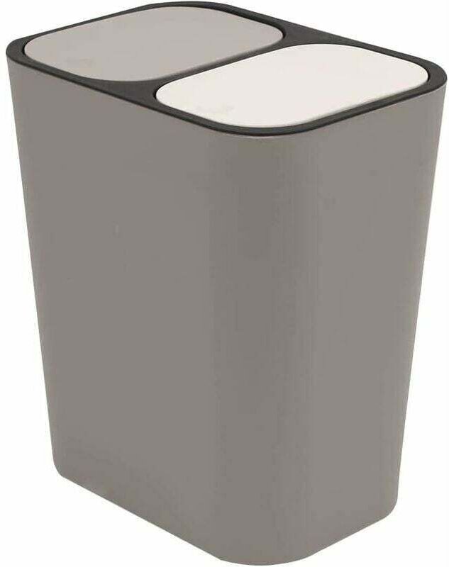 Gabrielle - Doppelter Recycling-Mülleimer, Mülleimer, Aufbewahrungsbox, Behälter, rechteckig, Kunststoff, Druckknopf, Do...