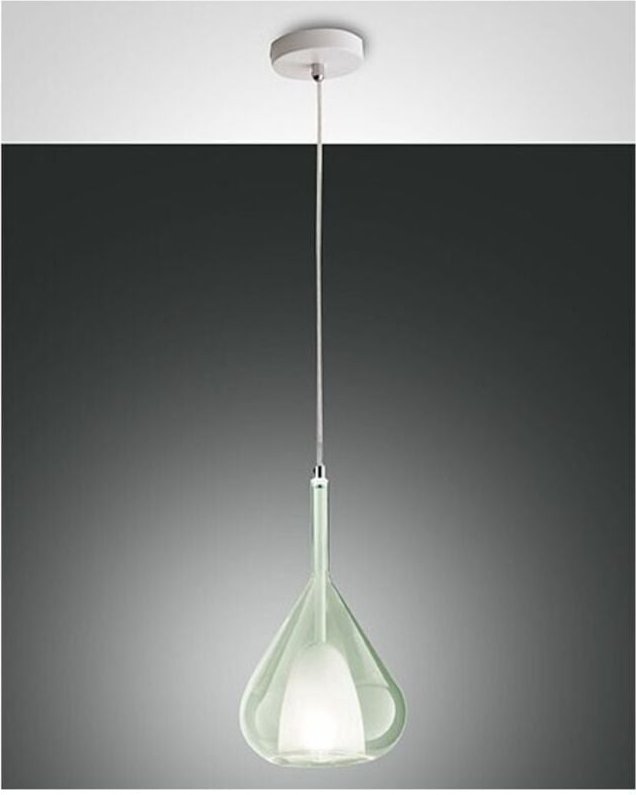 Lila LED-Hängeleuchter aus Metall und transparentem grünem Borosilikatglas 3481-40-140 - Fabas Luce