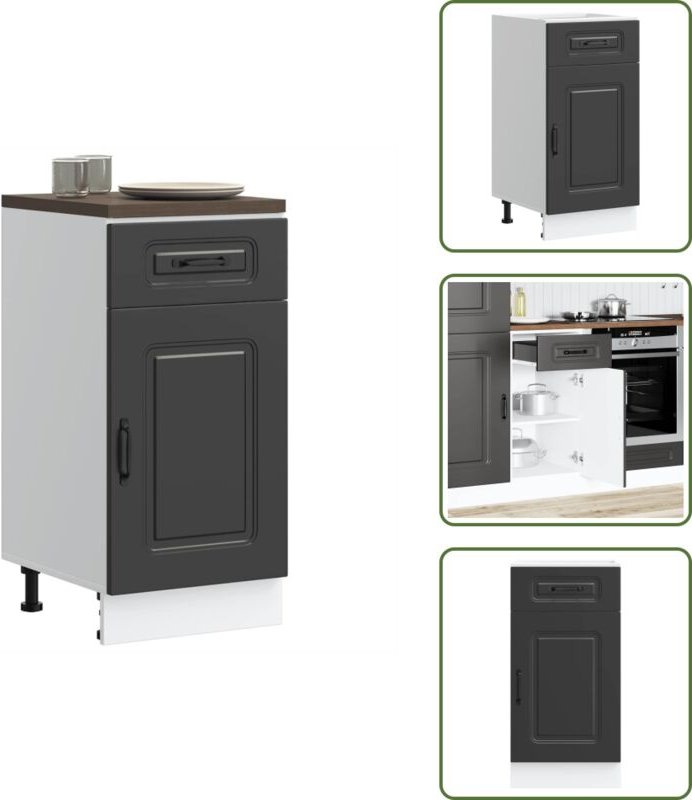 The Living Store Küchenunterschrank Kalmar Schwarz Holzwerkstoff - Holzwerkstoff