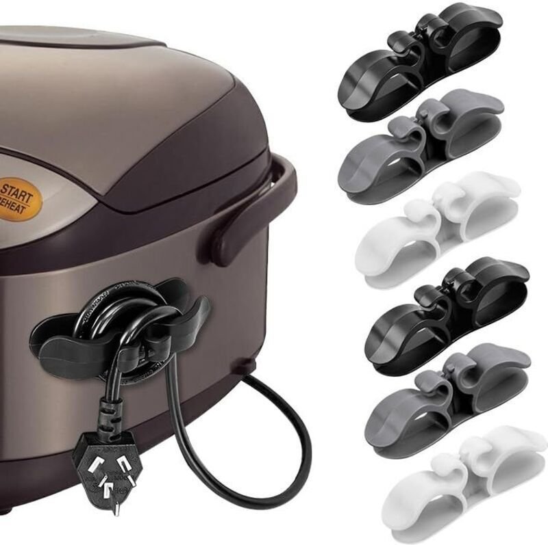Kabelorganisator, Set mit 6 selbstklebenden Kabelclips für Küchengeräte, Reiskocher, Mixer und andere Küchengeräte