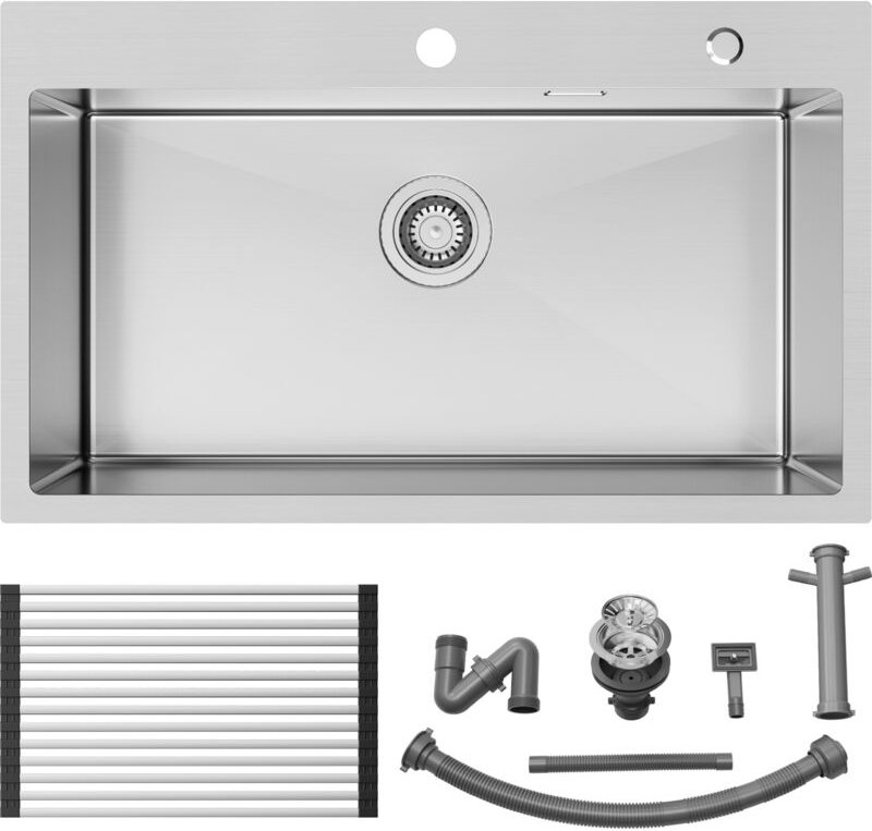 Edelstahl Küchenspüle 75 x 45 cm Einbauspüle, große Küchenspülbecken für ab 80 cm Unterschrank, inkl. Abtropfmatte, Abla...