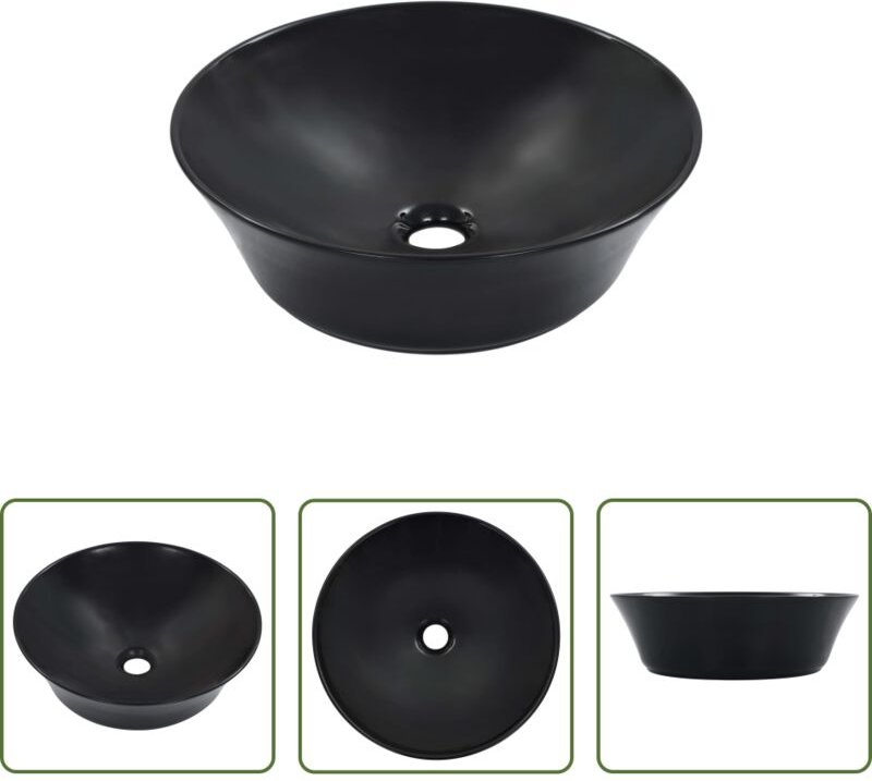 vidaXL Waschbecken Schwarz - Waschbecken 41 x 12,5 cm Keramik Schwarz
