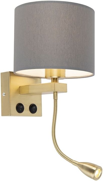 Art Deco Wandlampe Gold mit grauem Schirm - Brescia