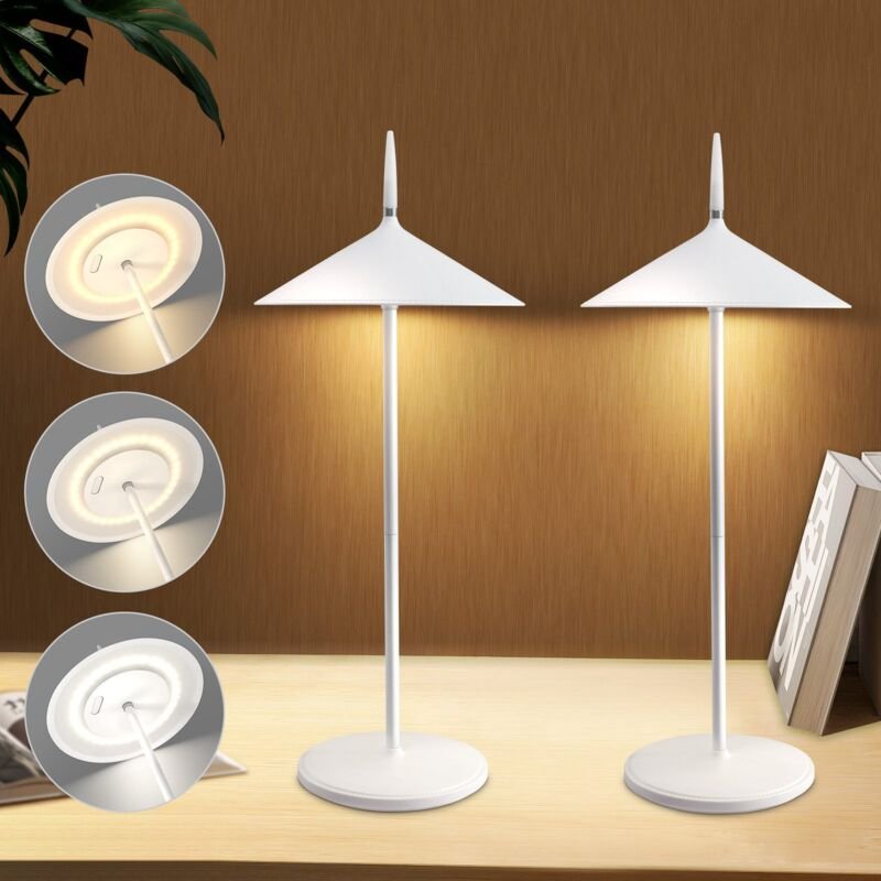 Thumbnail - GBLY Tischlampe Akku Nachttischlampe Led - 2er Set Tischleuchte Kabellos 1800mhA Aufladbar Touch Dimmbar Modern Weiß Aus...