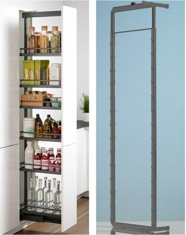 Hettich - Höhenverstellbarer Tragrahmen Dispensa 90°, b 362 mm, h 1600 - 2000 mm, silber