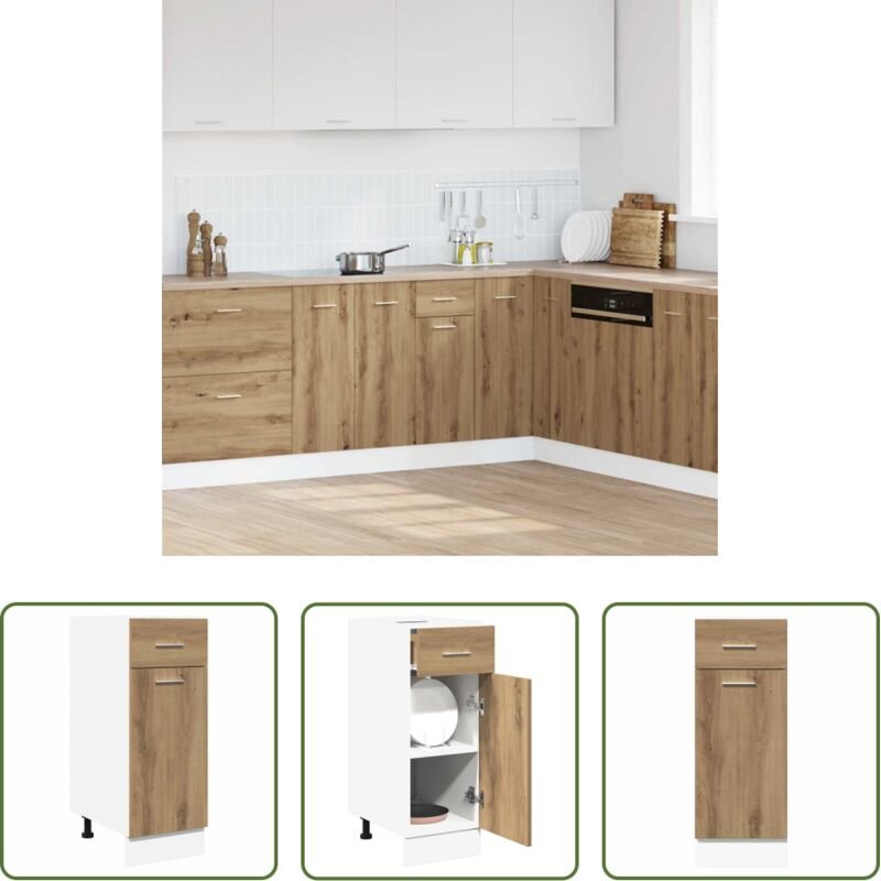 Küchenstauraum - Schubunterschrank Lyon Artisan-Eiche 30x46x81,5 cm Holzwerkstoff