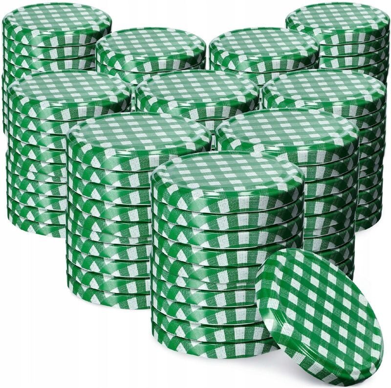 Kadax - Schraubdeckel fi82 mm, für Einmachgläser, 100 Stück, Grün kariert