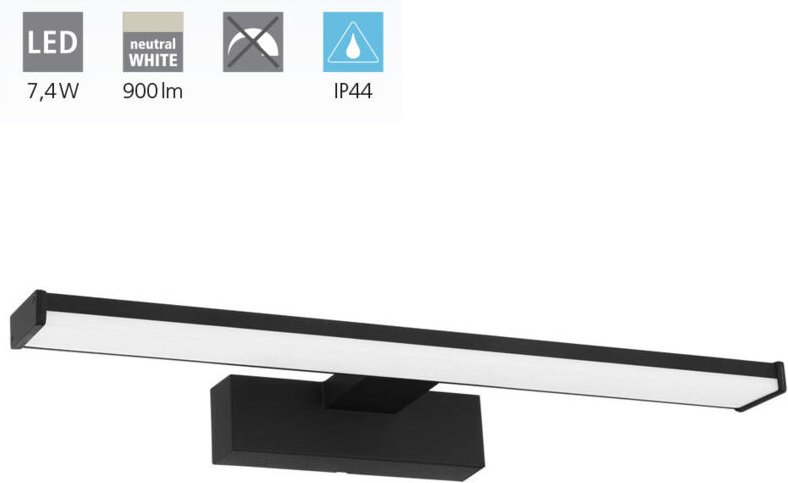 Led Spiegelleuchte Pandella 1 schwarz 40 x 4 cm neutralweiß Deckenlampen & Kronleuchter - Eglo