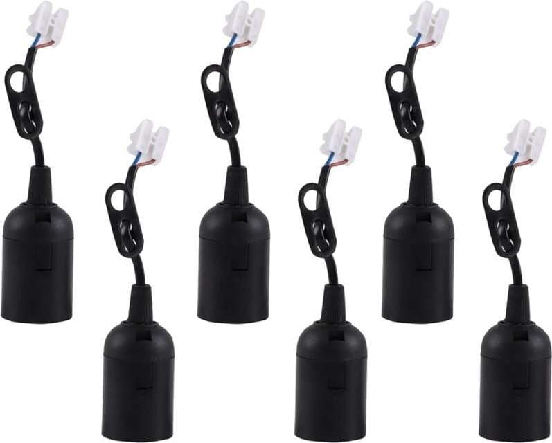 Lampenfassung, 6 Stück E27 Baufassung Mit Kabel, Schwarz