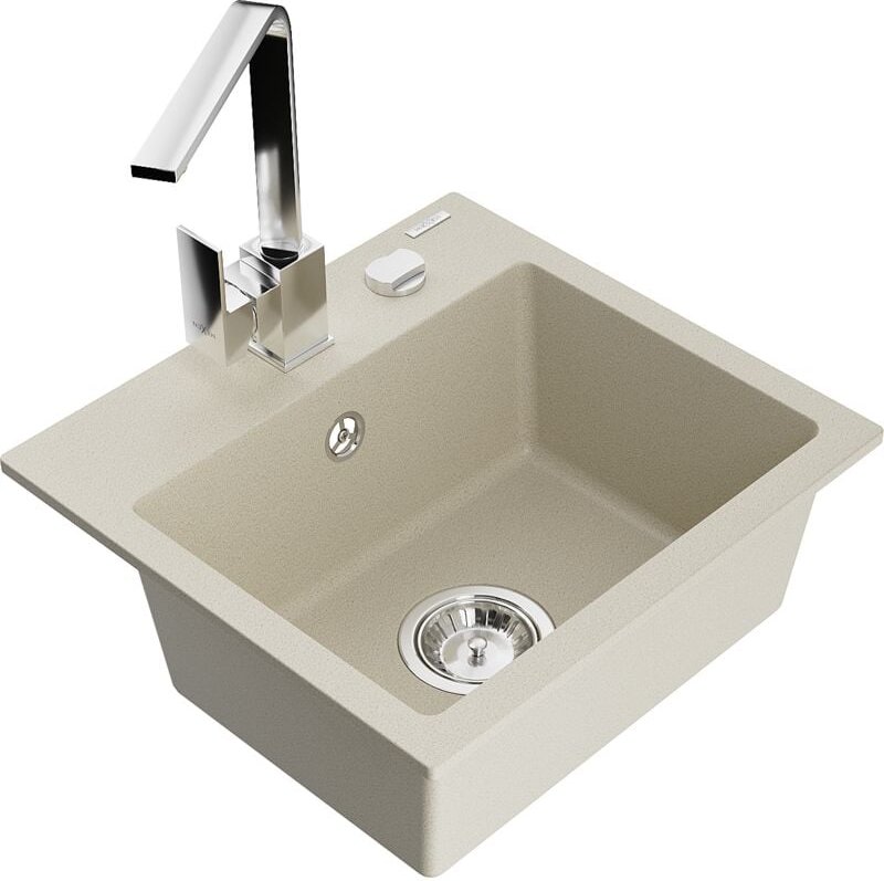Milo 1-Becken-Granit-Spüle mit Mischbatterie Rita, Beige - 6505-69-670300-00 - Mexen