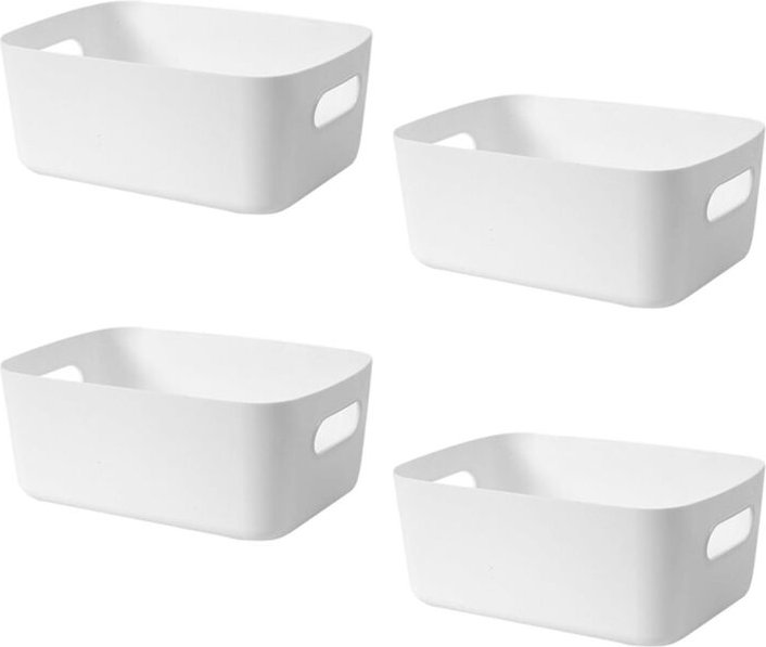 Tlily - Aufbewahrungsbox aus Kunststoff für Büro, Zuhause, Küche, ordentlicher Organizer, weißer Studiokorb