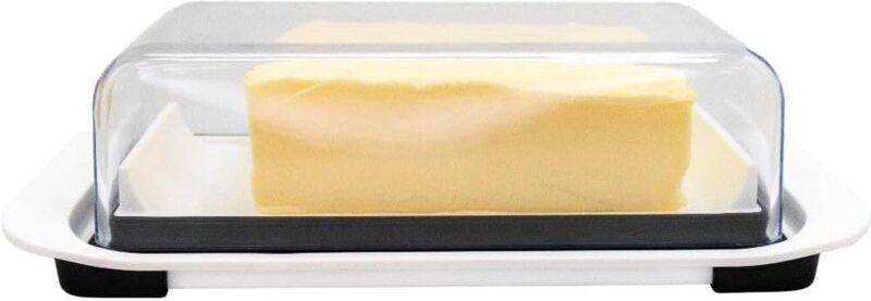 Butterdose mit transparentem Deckel und rutschfestem Boden – Dichter Gummiverschluss für optimale Butteraufbewahrung