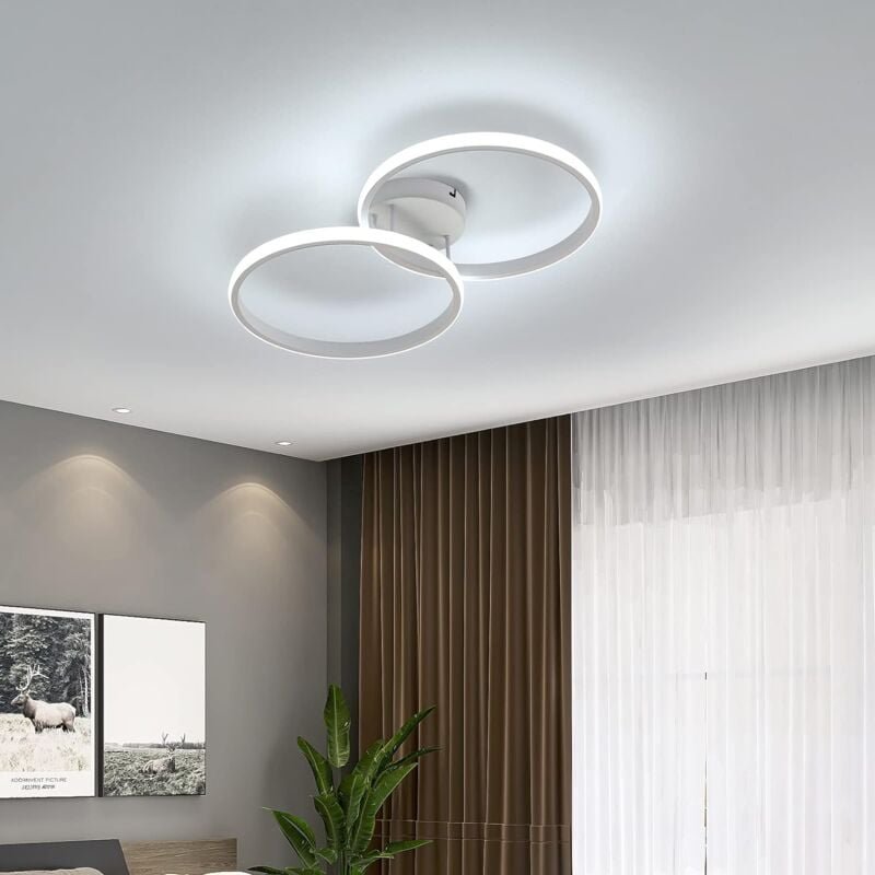 COMELY Moderne LED Deckenleuchte aus Aluminium, Kreisförmiges Design, für Schlafzimmer, Wohnzimmer, Büro - Weiß - 30W - ...