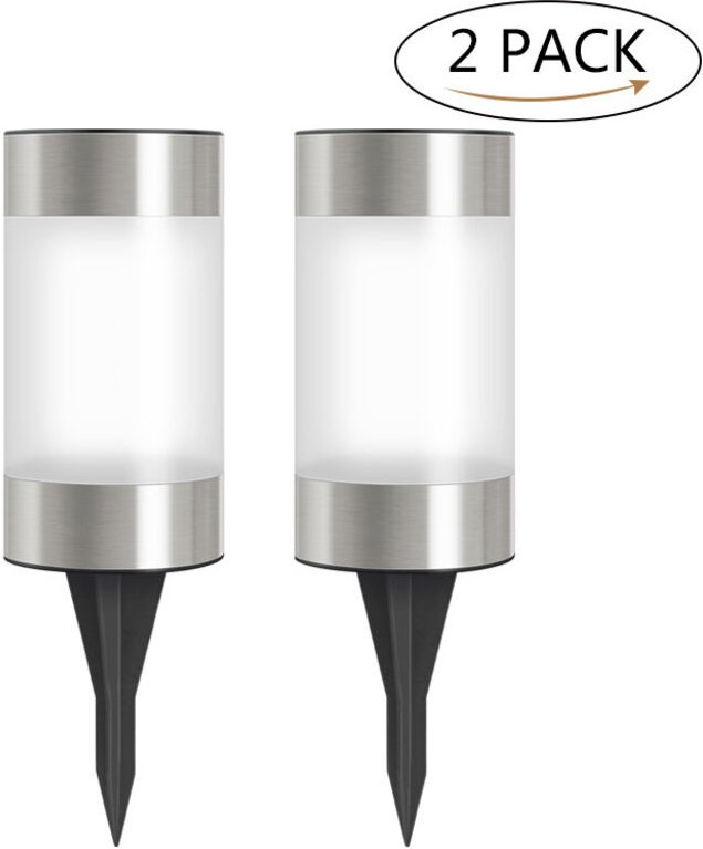 Set aus 2 Solarpollern im Edelstahl-Design 2 in 1 (weißes Licht)