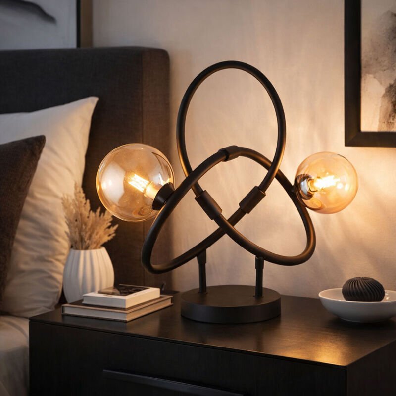 Tischlampe - Tuberius - messing schwarz - glas metall - - Globo