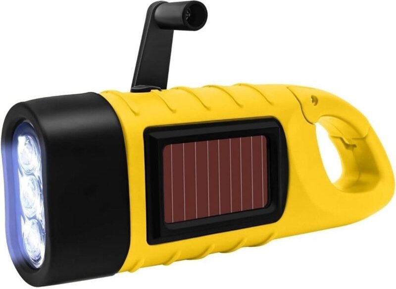 Ultrahelle, tragbare, wiederaufladbare Solar-LED-Taschenlampe mit Karabinerhaken, ideal für Camping, Notfälle und Stroma...
