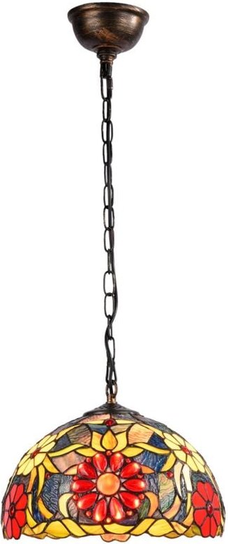 Barcelona Led - Tiffany"-Pendelleuchte aus Glas mit Blumenmuster