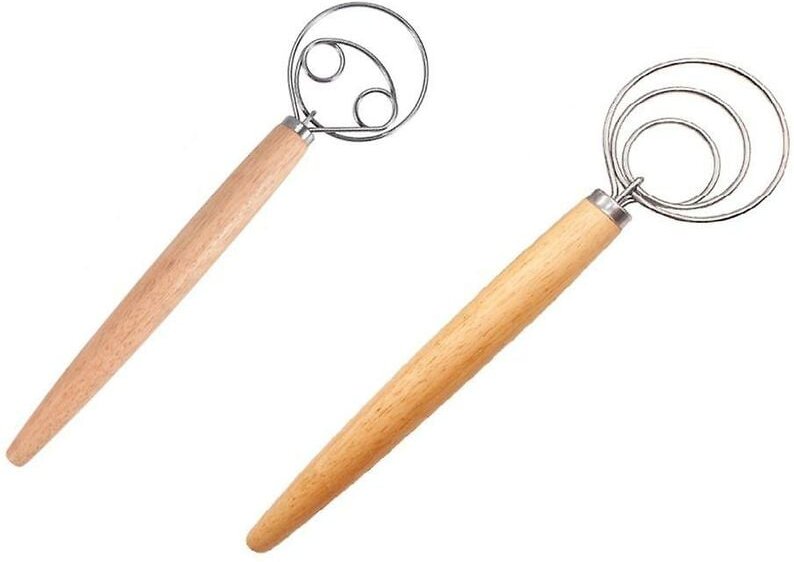 Teigbesen aus Edelstahl, Teigbesen im holländischen Stil, Brotteig-Handmixer, Holzgriff, Küche