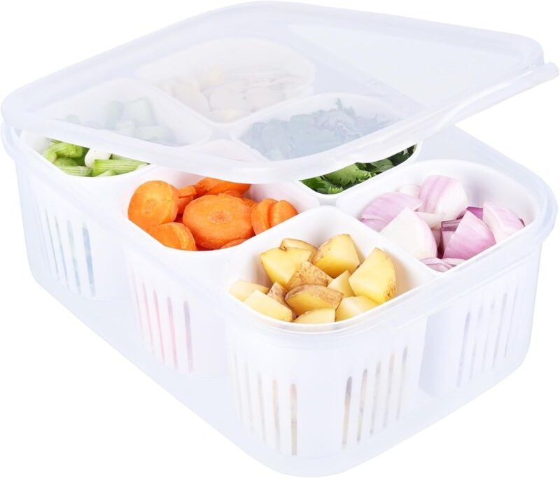 Set mit 7 Behältern (6 kleine + 1 großer), BPA-freier Kunststoff, luftdichte Deckel, für Snacks/Trockenlebensmittel