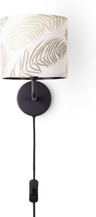 Tischlampe Schreibtischlampe Wandlampe Stoff Nachttisch E14 Blumen Jungle Deko Wandleuchte - Schwarz, Design 1 (Ø18 cm) ...