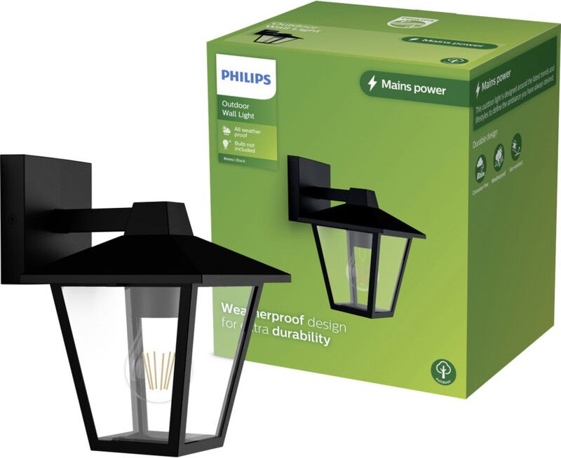 Philips Lighting Kinno 929004141201 Außenwandleuchte E27 Schwarz