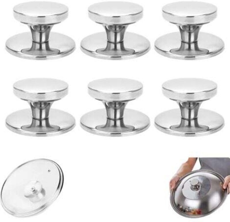6 Stück Deckelknopf, Topfdeckelknopf-Set, Wokdeckelknopf, Deckelgriff, Edelstahl-Ersatz, für Wasserkocher, Bratpfannen, ...