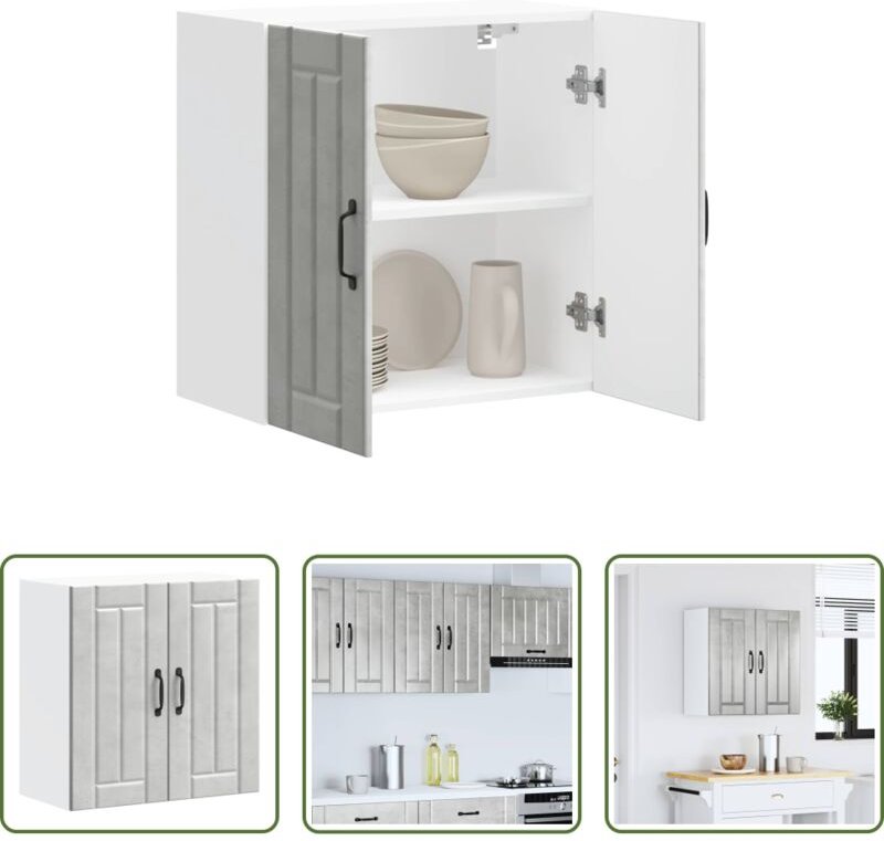 Küchenmöbel - Küchen-Hängeschrank Lucca Betongrau Holzwerkstoff