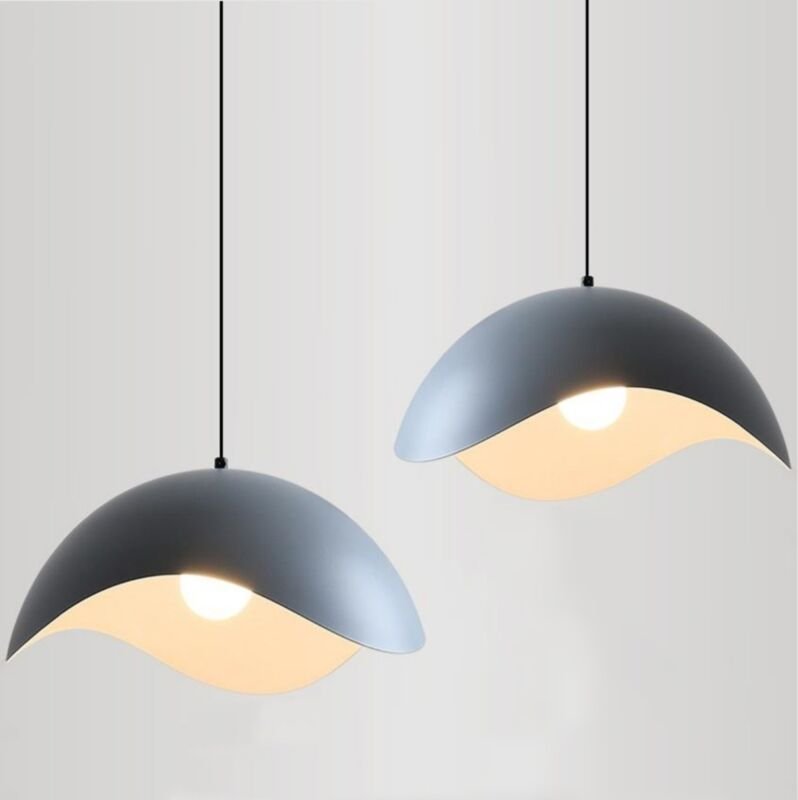 Retro Industriell Hängeleuchte Kreative Pendelleuchte Lampenschirm Höhenverstellbare Deckenleuchte 2 Stücke Grau