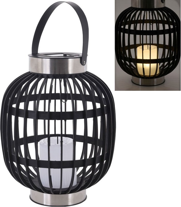 Spetebo - led Solar Laterne mit Kerze - 30 x 23 cm - Garten Hängeleuchte in Rattan-Optik