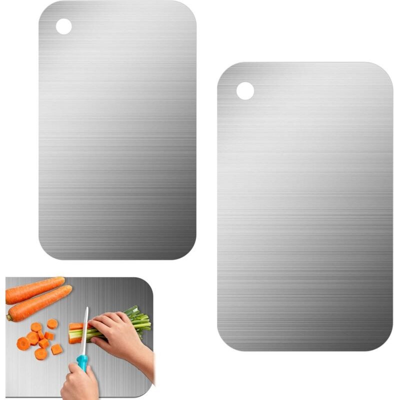 Titan-Schneidebrett, 2-teiliges Edelstahl-Schneidebrett, Titan-Schneidebrett, Edelstahl-Schneidebrett, Titan-Schneidebre...