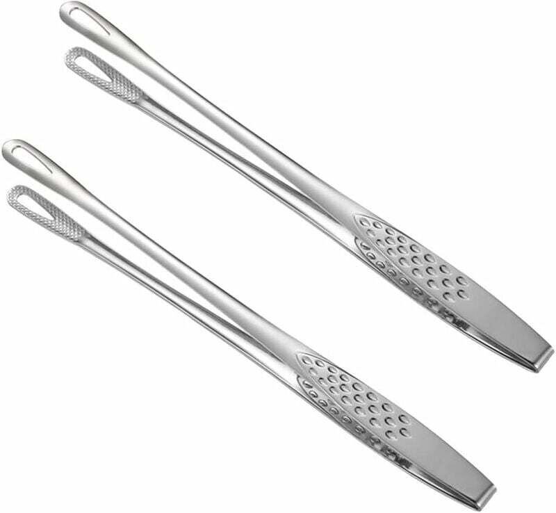 2-teiliges Edelstahl-Gastronomiebesteck, Küchenzange aus Metall, Grillzange, Speisezange für gebratenen Fisch, Steak, fü...